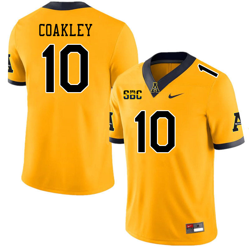 Men #10 Zahn Coakley Appalachian State Mountaineers College Football Jerseys Stitched Sale-Gold